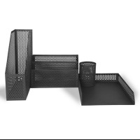 Metal Plate Desk Top Office Set Desk Organizer Black Mesh Desk Set