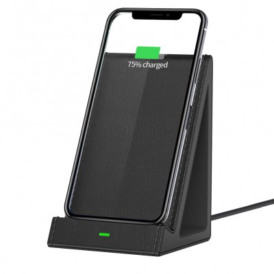 PU Leather QI Fast charge mobile phone wireless charger