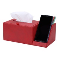 Multifunction QI Standards Leather Tissue Box Phone Wireless Charger