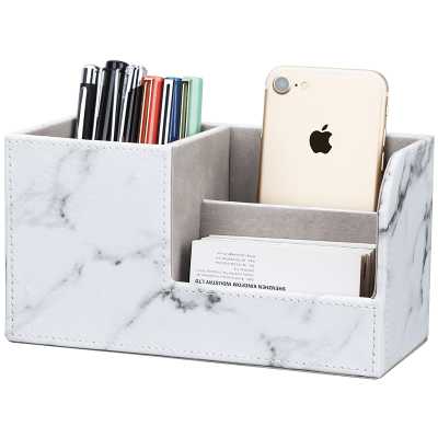 1822 Wholesale White Marble Texture Leatherette Pen Holder For Storage