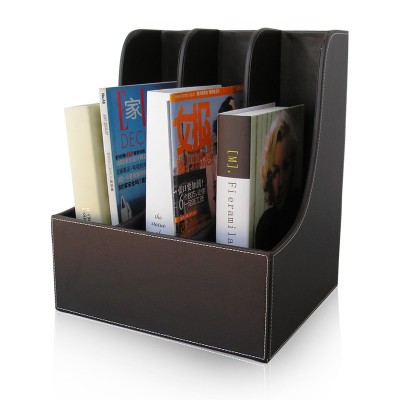 A320 Office Desk Organizer Leather Wooden Office File Rack