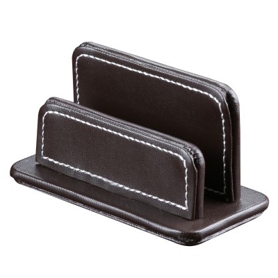 Leather wood office table visiting card holder