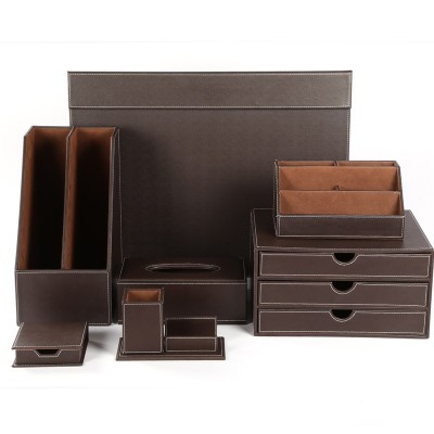 Office Supplies black desk organizer leather desk accessory set