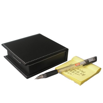 A019 Office Supplies Square Leather Memo Box Note Holder