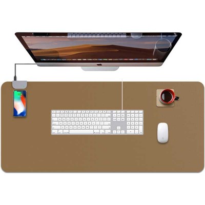 10W Large Leather qi Fast wireless charger mouse pad